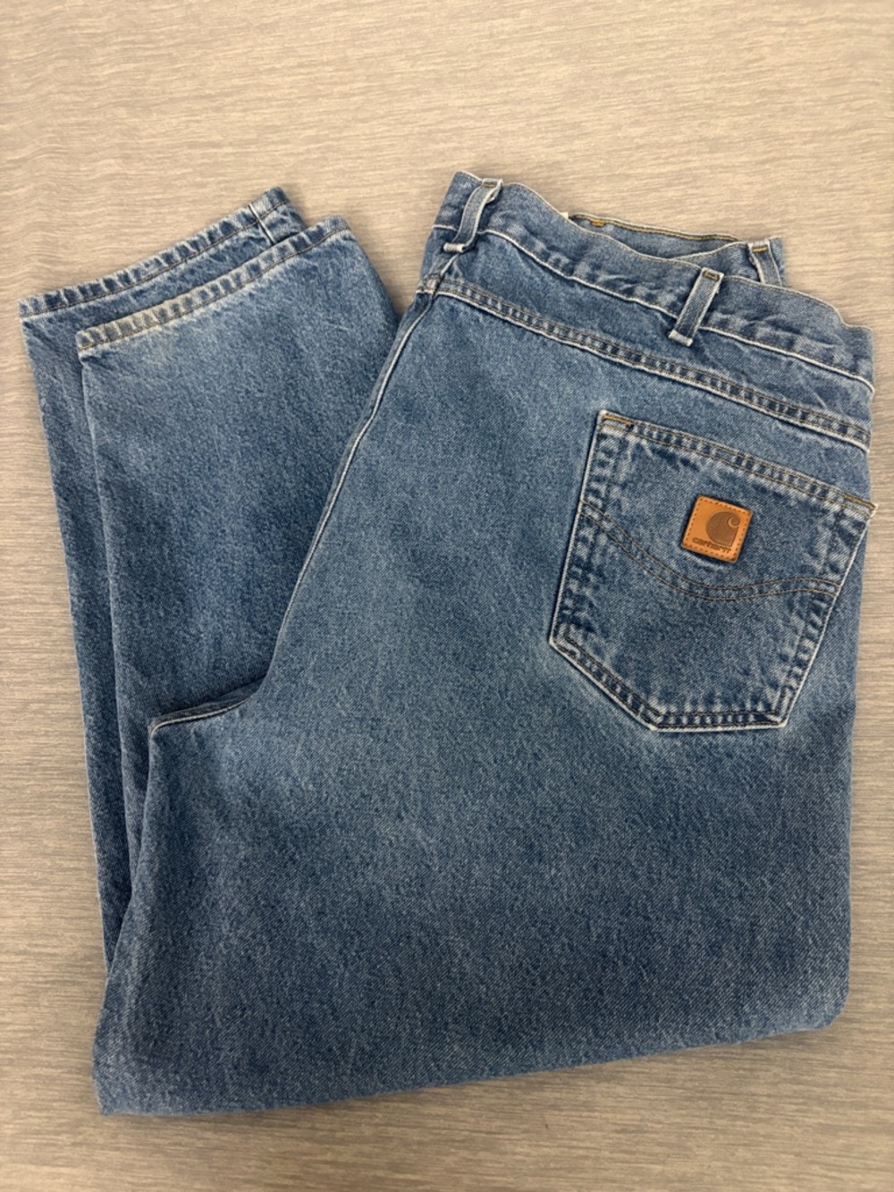 Carhartt 817-DST Relaxed Fit Men's Straight Leg Blue Jeans 46x30